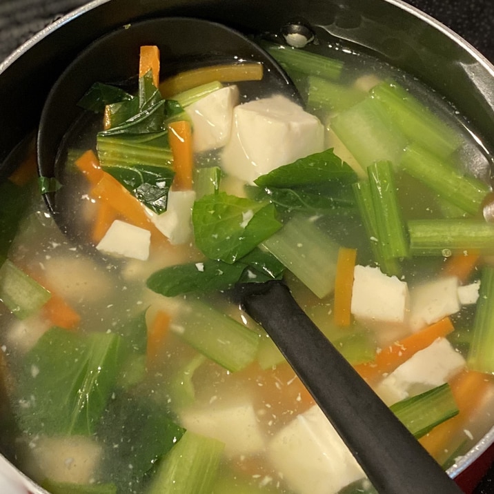 ♡:小松菜、人参、豆腐の中華スープ